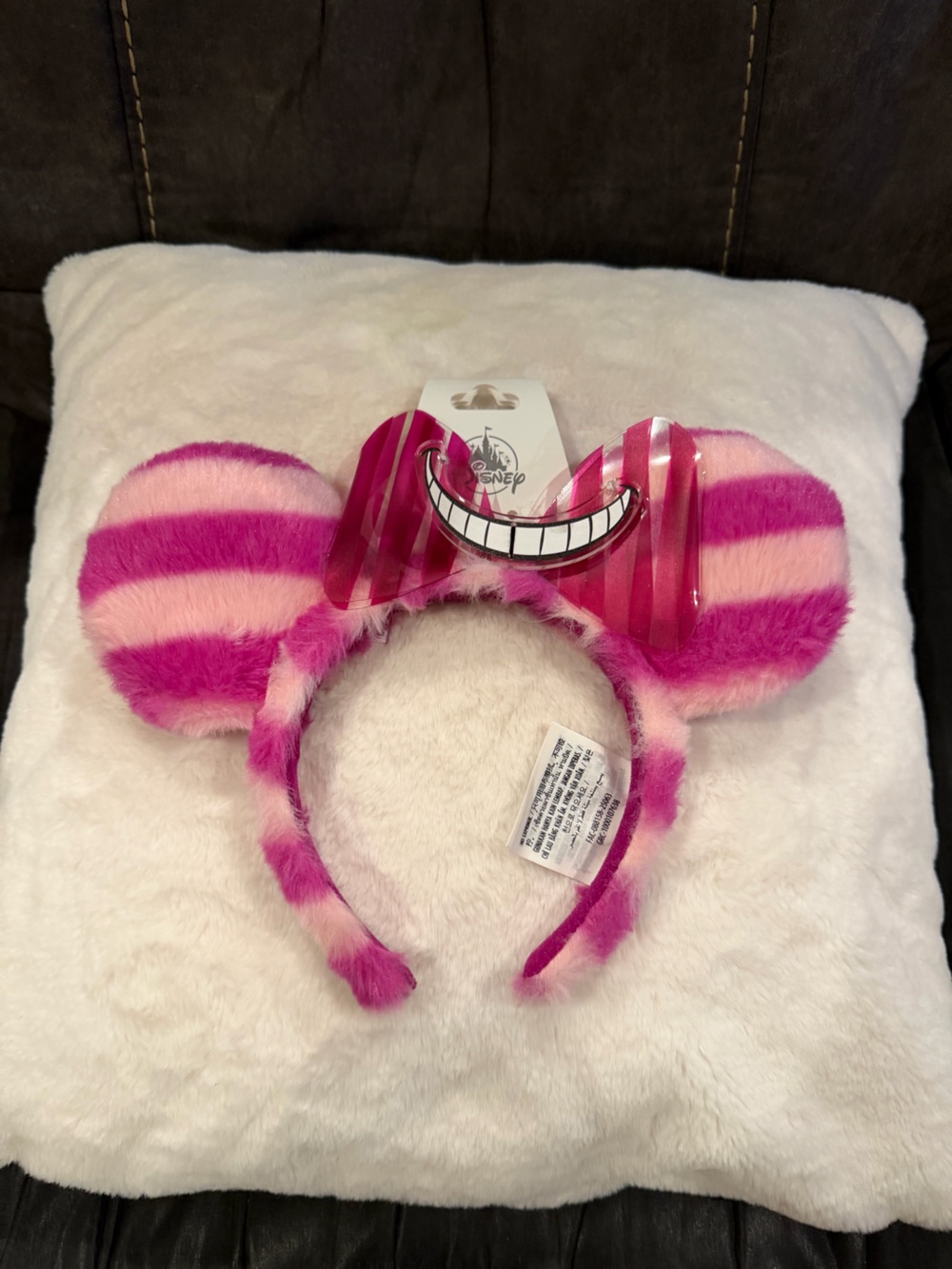 Disney Cheshire Cat Pink Striped Fuzzy Ears